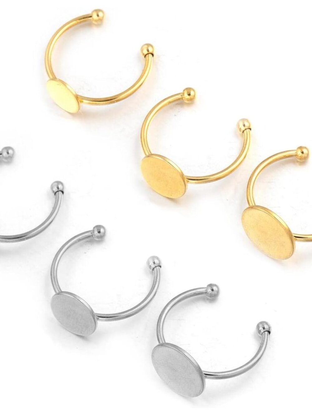 30 Pcs Blank Rings - Stainless Steel Adjustable Pad Ring Base, Flat Blank Ring B - Picture 4 of 6